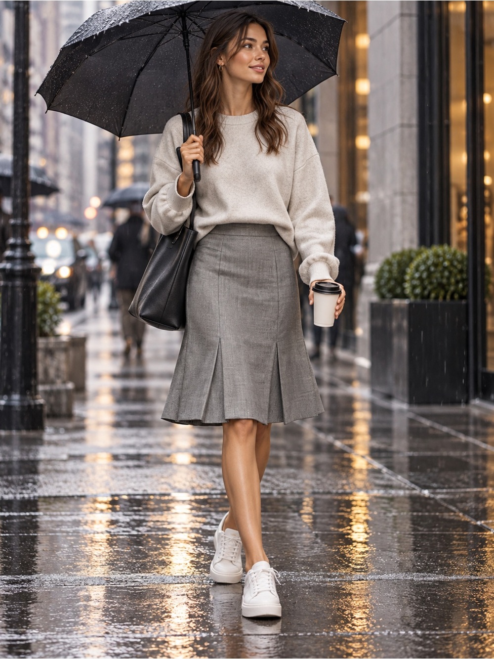LOFT Gray Panel Pencil Skirt with Front Pleats